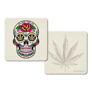 Set of 10 Cannabis Paper Coasters - Calavera